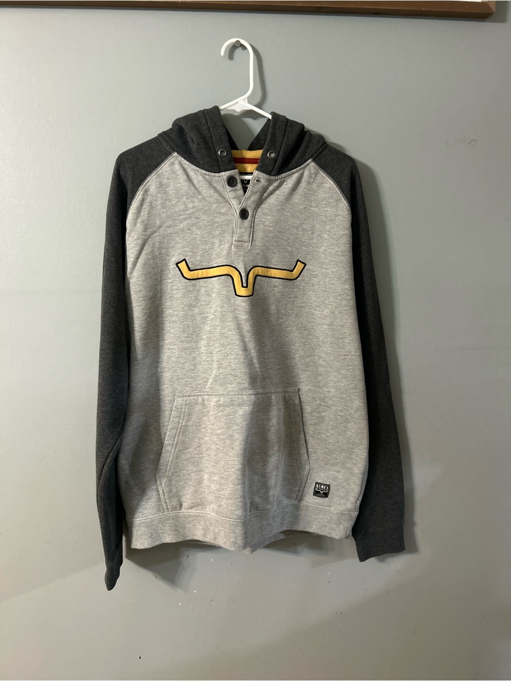 Kimes Ranch Gray & Black Hooded Pullover with Yellow Logo